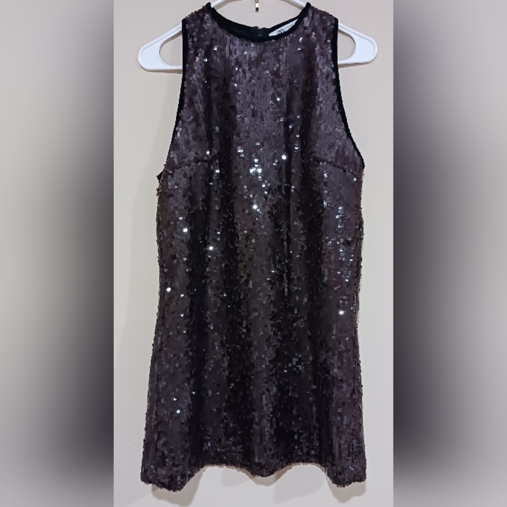 ZARA Sequin Limited Edition Chocolate Brown Mini Dress